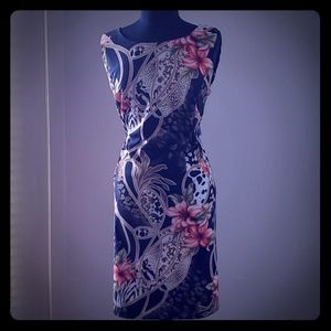 16W Printed Sleeveless Sheath Dress